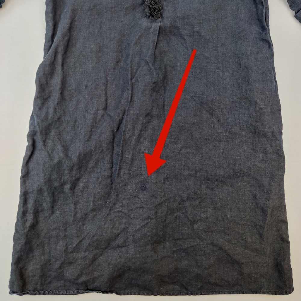 Chico's Shirt Dress Women 1 8 Black Linen Ruffle Trim Short Sleeve Shift Pockets - Picture 7 of 8
